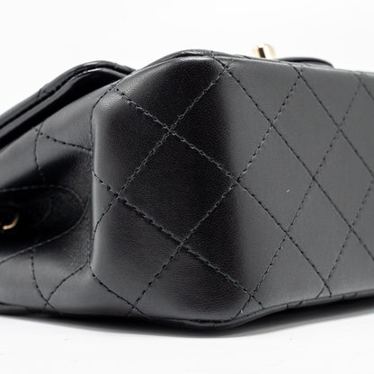 Chanel mini square flap bag lambskin black L (microchip)