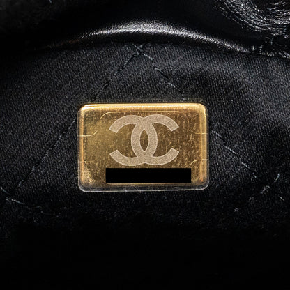Chanel Mini 22 Bag Shiny Calfskin Black  (microchip)