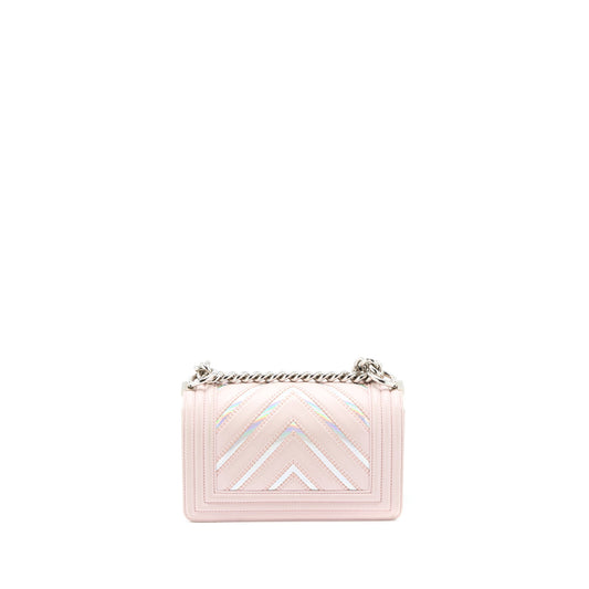 Chanel Chevron Small Boy Bag Limited Edition Lambskin Light Pink