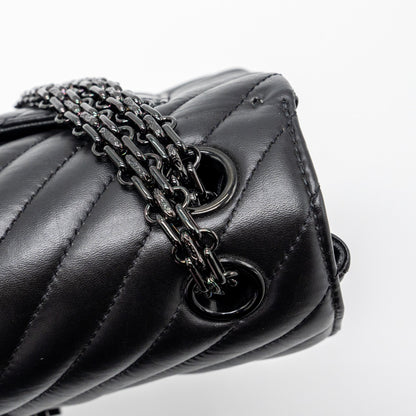 Chanel Mini 2.55 Reissue Flap Bag Chevron Calfskin So Black
