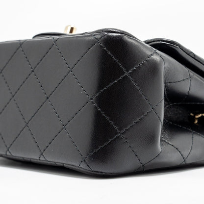 Chanel mini square flap bag lambskin black L (microchip)