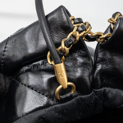 Chanel Mini 22 Bag Shiny Calfskin Black  (microchip)