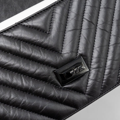 Chanel Mini 2.55 Reissue Flap Bag Chevron Calfskin So Black