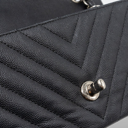 Chanel Mini Rectangular Flap Bag Chevron Caviar Black