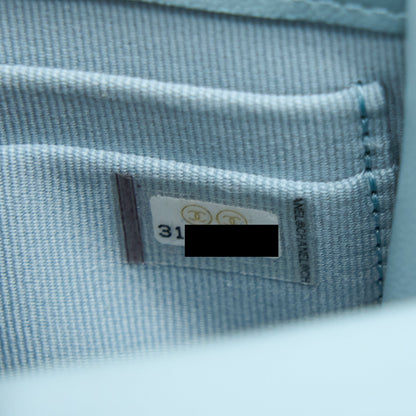 Chanel Mini Top Handle Flap Bag Lambskin Light Blue L