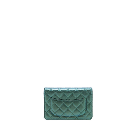 Chanel Classic Wallet on Chain Goatskin Iridescent Green Rainbow Hardware