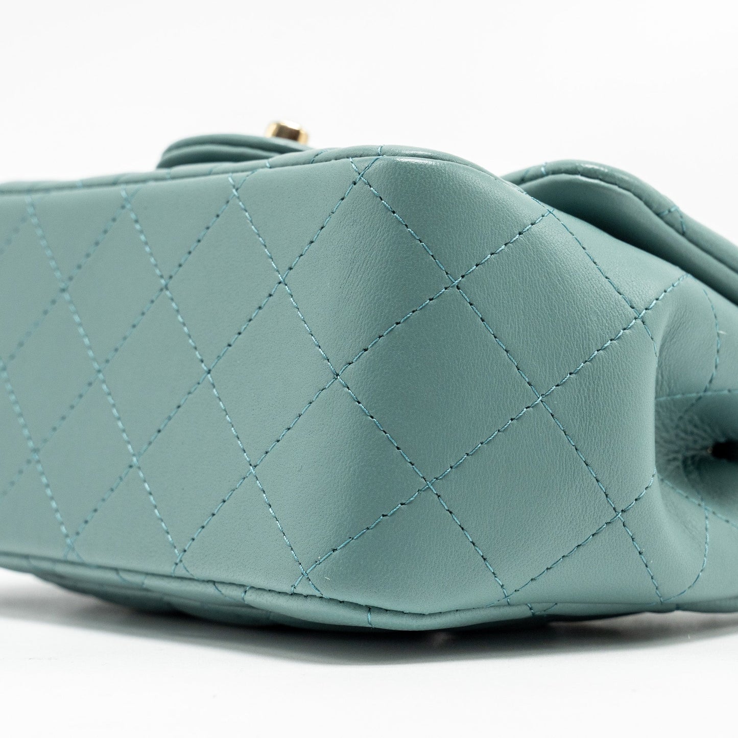 Chanel Mini Square Flap Bag Lambskin Green L (Microchip)