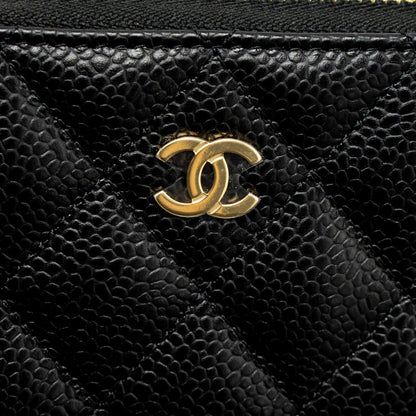 Chanel Zip Card Holder Caviar Black GWH (Microchip)