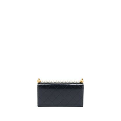 Chanel Pearl Flap Wallet on Chain Goatskin Black