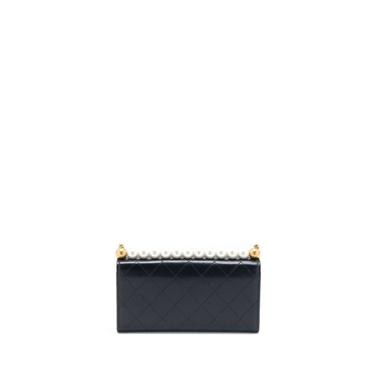 Chanel Pearl Flap Wallet on Chain Goatskin Black