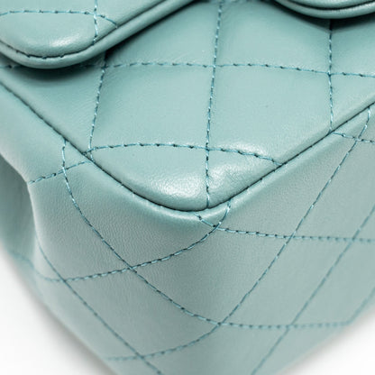 Chanel Mini Square Flap Bag Lambskin Green L (Microchip)