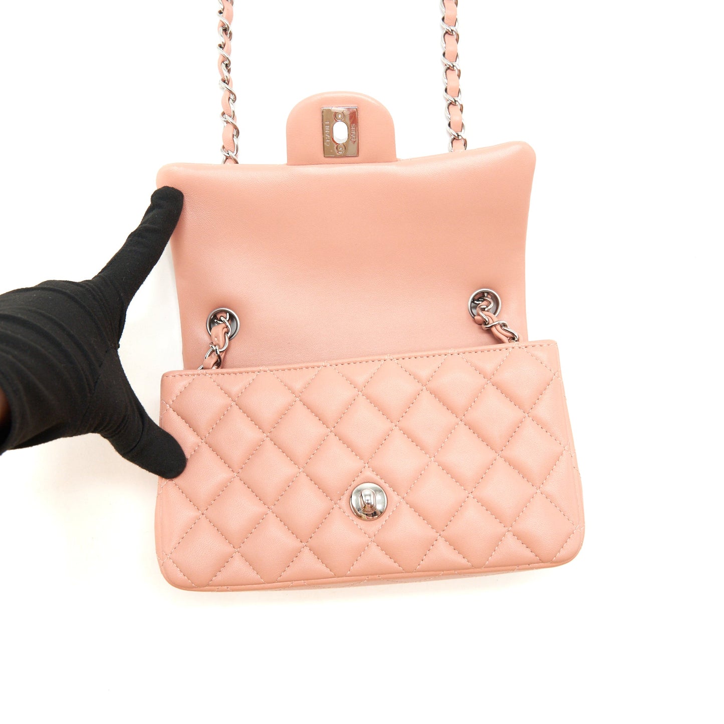 Chanel Mini rectangular Flap bag Lambskin pink