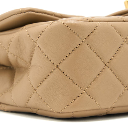 Chanel 22S Pearl Crushed Mini Rectangular Lambskin Dark Beige (Microchip)