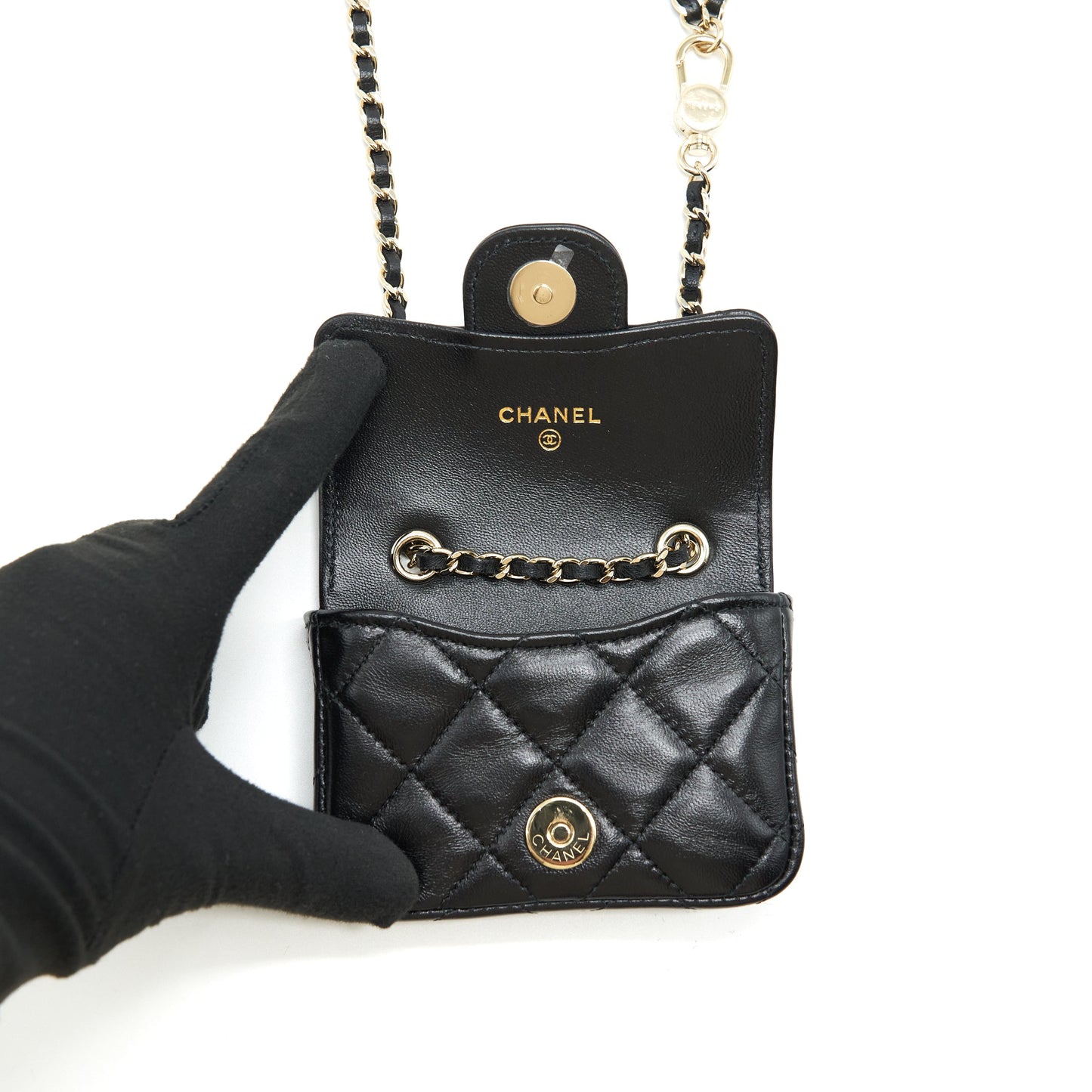 Chanel Mini Flap Belt Bag With Ribbon Lambskin Black L