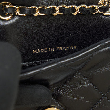 Chanel Mini Flap Belt Bag With Ribbon Lambskin Black L