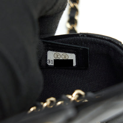 Chanel Mini Flap Belt Bag With Ribbon Lambskin Black L