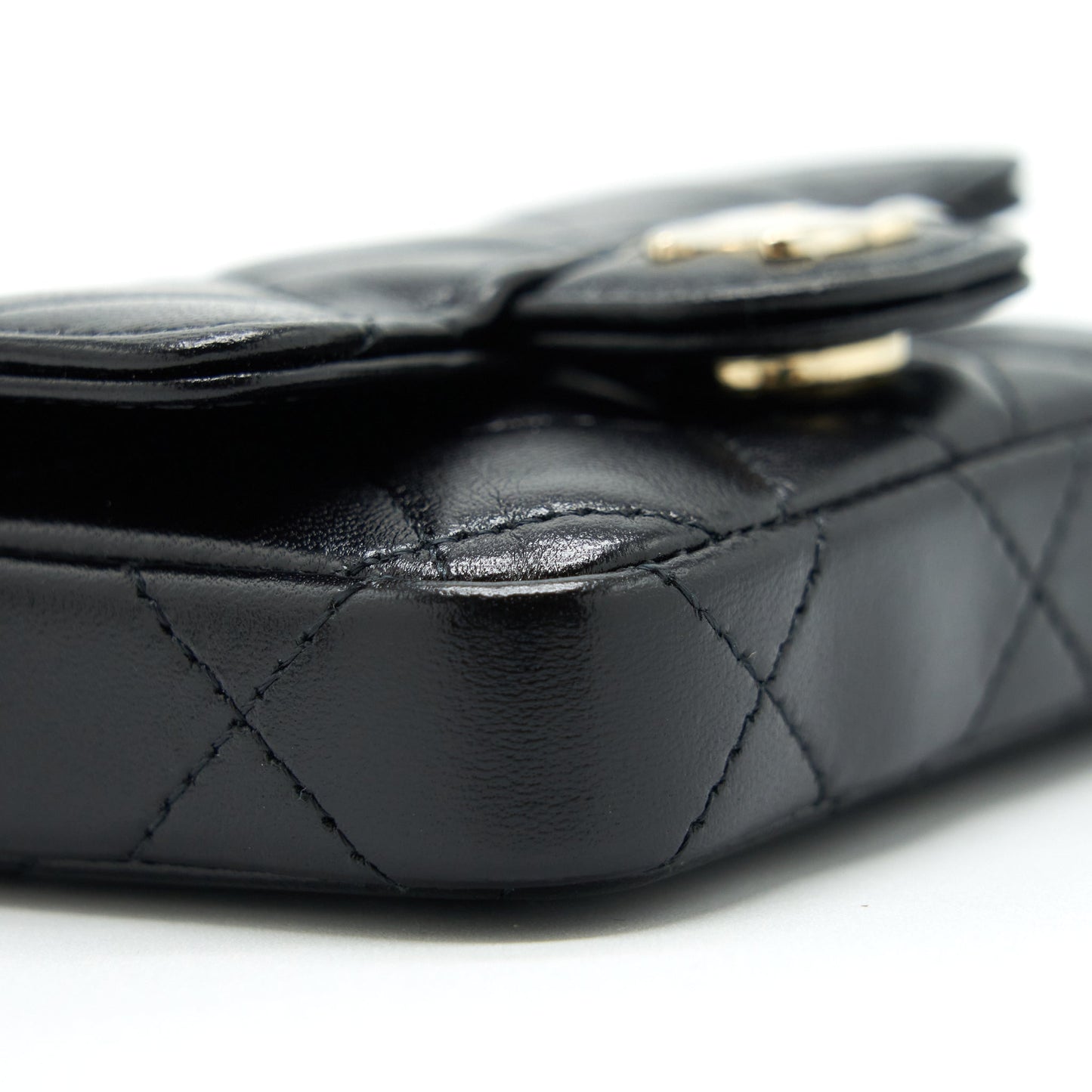 Chanel Mini Flap Belt Bag With Ribbon Lambskin Black L