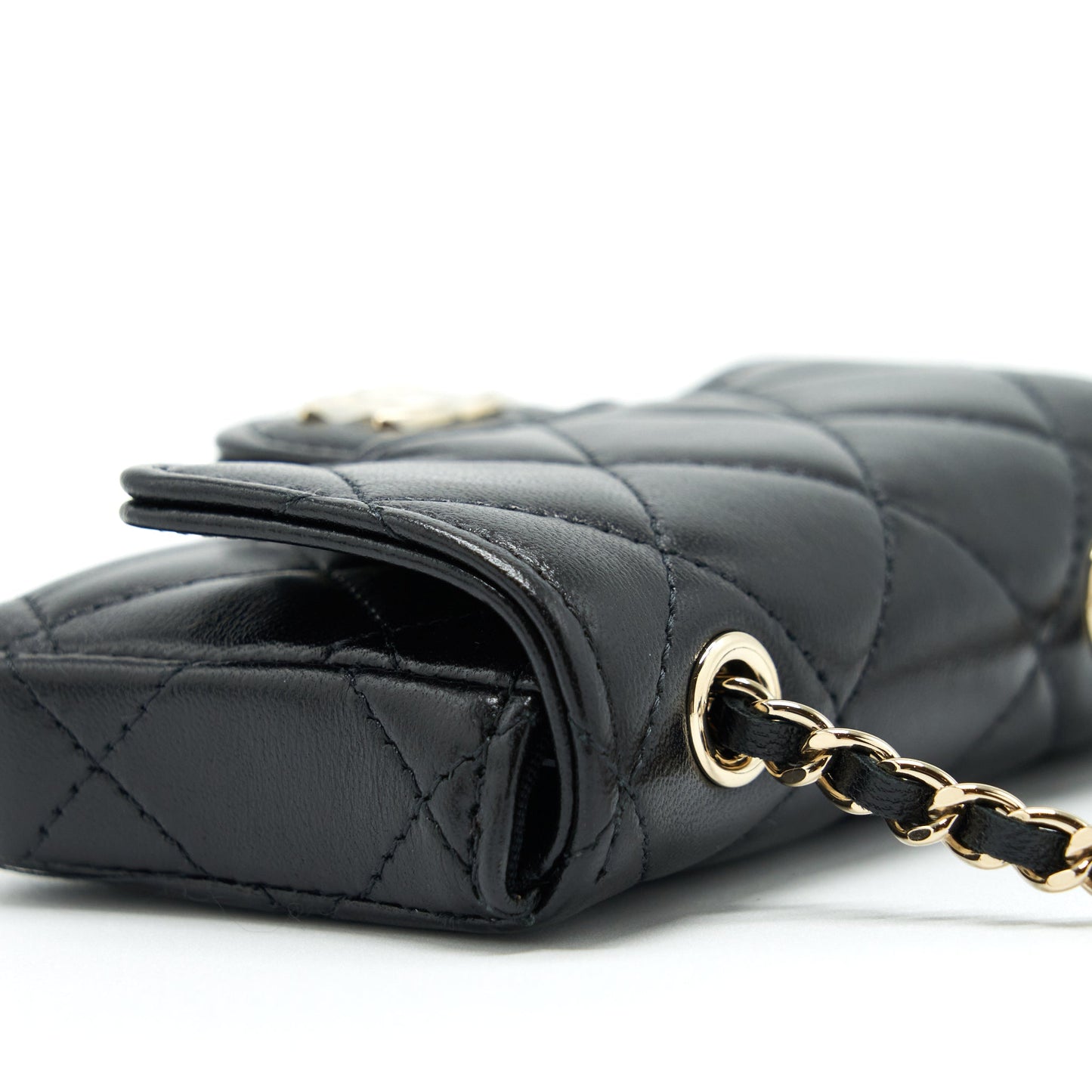 Chanel Mini Flap Belt Bag With Ribbon Lambskin Black L