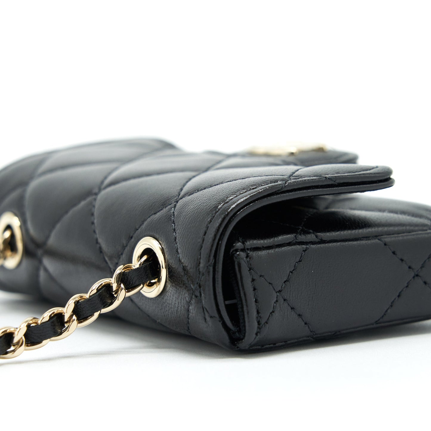 Chanel Mini Flap Belt Bag With Ribbon Lambskin Black L