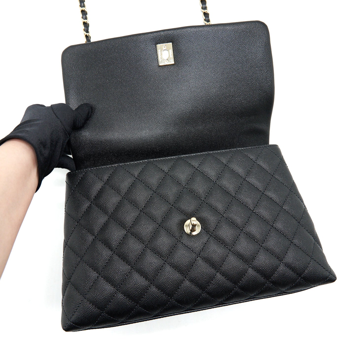 Chanel Medium Coco Handle Caviar Black L