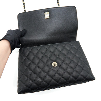 Chanel Medium Coco Handle Caviar Black L