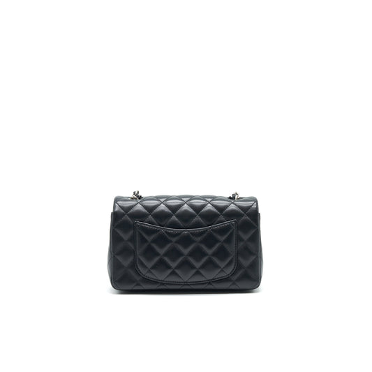 CHANEL LAMBSKIN RECTANGULAR MINI FLAP BAG IN BLACK