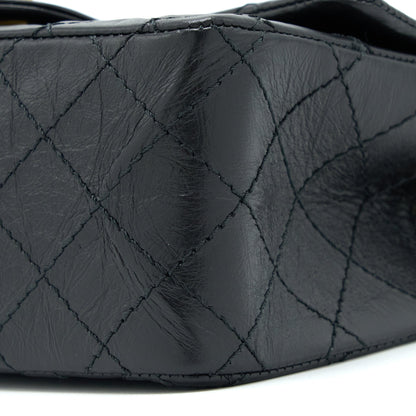 Chanel Mini Reissue 2.55 Flap Bag Aged Calfskin Black Brushed  (Microchip)