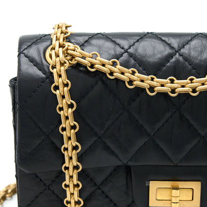 Chanel Mini Reissue 2.55 Flap Bag Aged Calfskin Black Brushed  (Microchip)