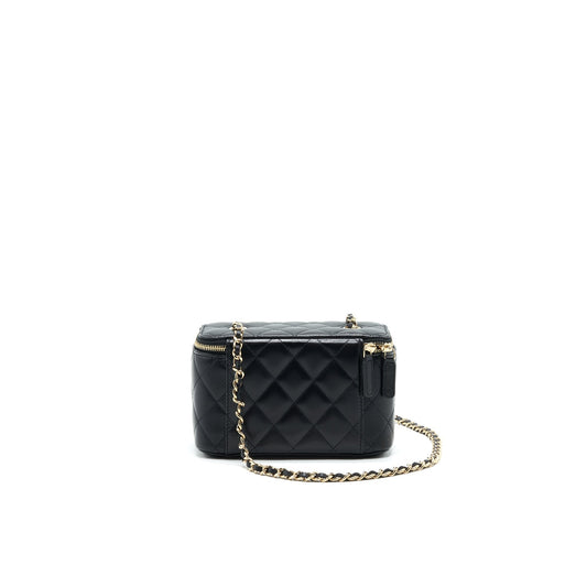 Chanel Long Vanity With Chain Lambskin Black L