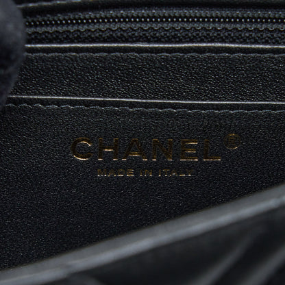 Chanel Mini Square Flap Bag Chevron Lambskin Black L