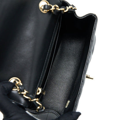 Chanel Mini Square Flap Bag Chevron Lambskin Black L