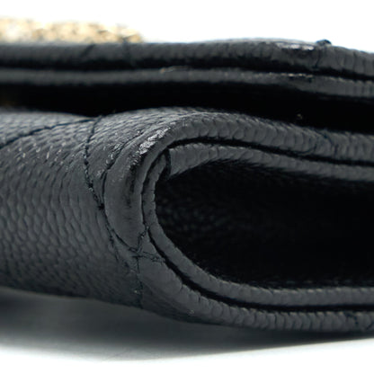 Chanel 23P Detail CC Logo Flap Card Holder Caviar Black L (Microchip)