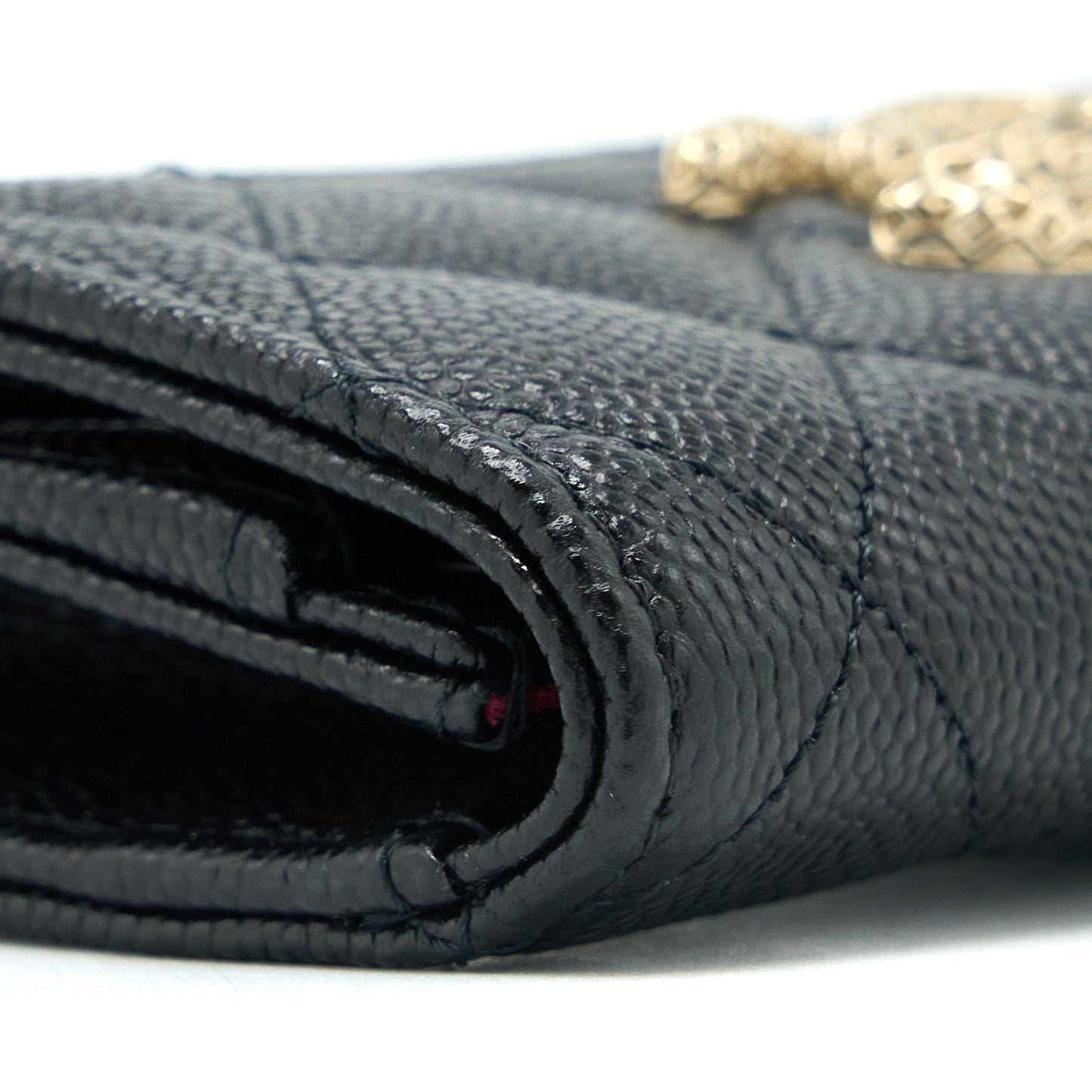 Chanel 23P Detail CC Logo Flap Card Holder Caviar Black L (Microchip)
