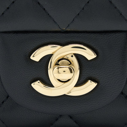 Chanel Mini Square Flap Bag Lambskin Black L (Microchip)