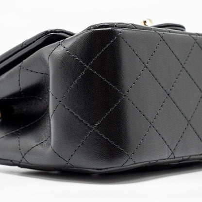 Chanel mini square flap bag lambskin black L (microchip)