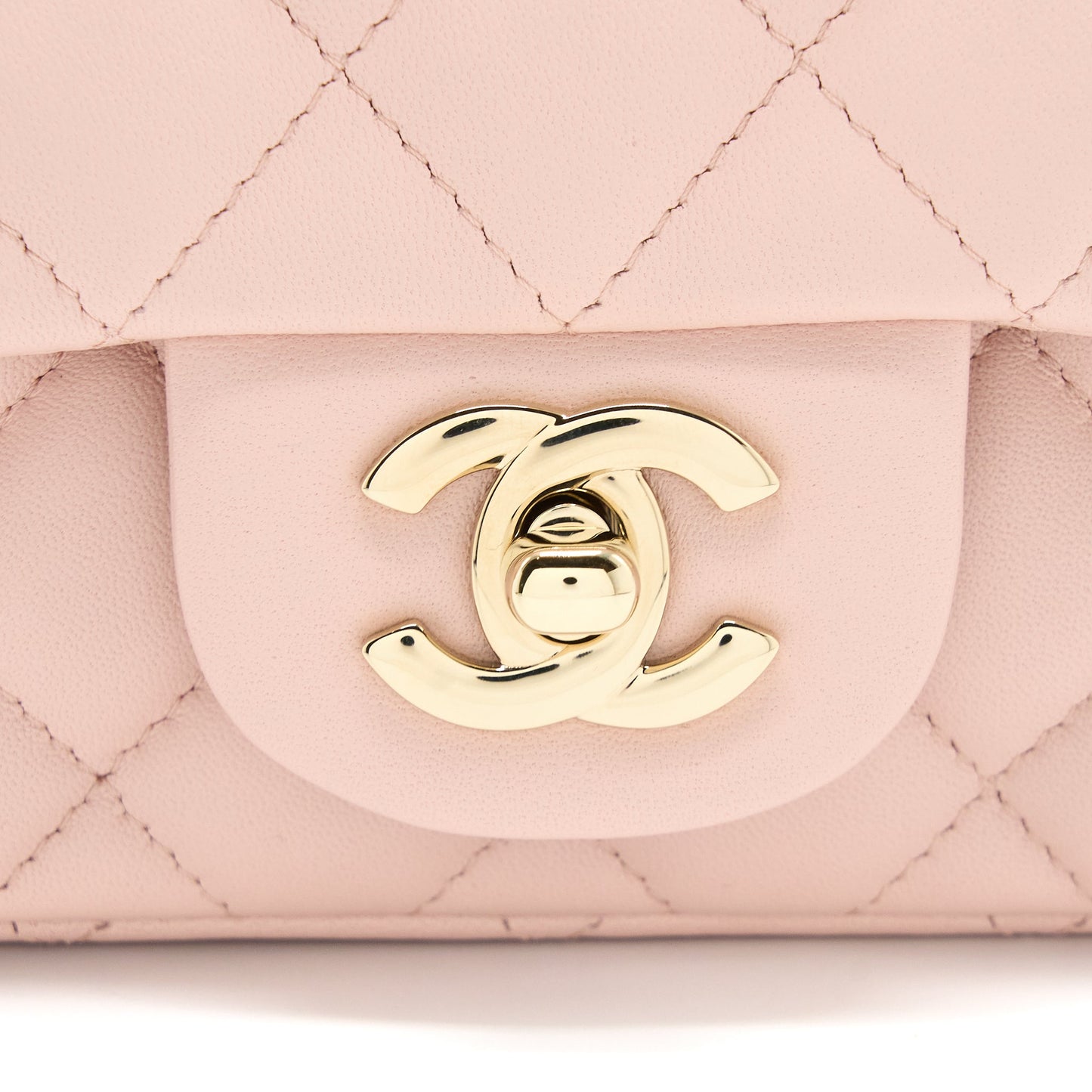 Chanel Mini Square Flap bag Lambskin Light Pink L (Microchip)