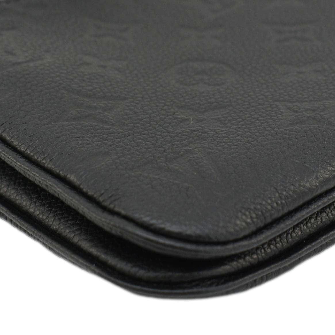 LOUIS VUITTON Double Zip Pochette Monogram Empreinte Crossbody Bag Black