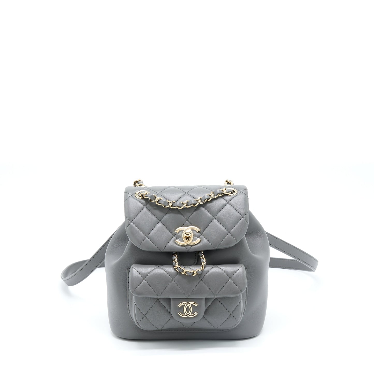 Chanel 22A Duma Backpack Lambskin Dark Grey L
