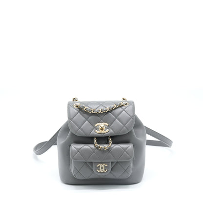Chanel 22A Duma Backpack Lambskin Dark Grey L
