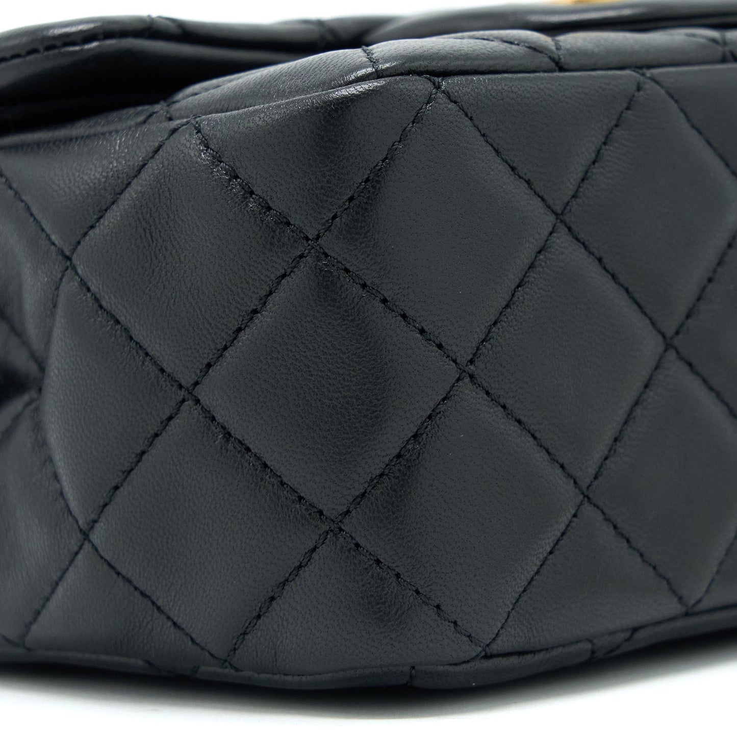Chanel Pearl Crush Mini Square Flap Bag Lambskin Black Brushed  (Microchip)
