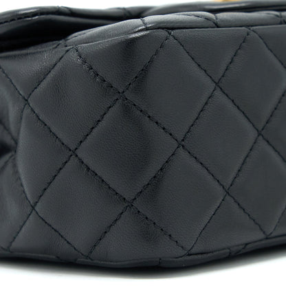 Chanel Pearl Crush Mini Square Flap Bag Lambskin Black Brushed  (Microchip)