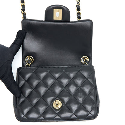 Chanel Mini Square Flap Bag Lambskin Black L (Microchip)