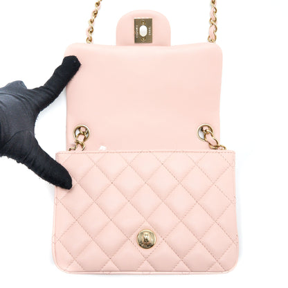 Chanel Mini Square Flap bag Lambskin Light Pink L (Microchip)