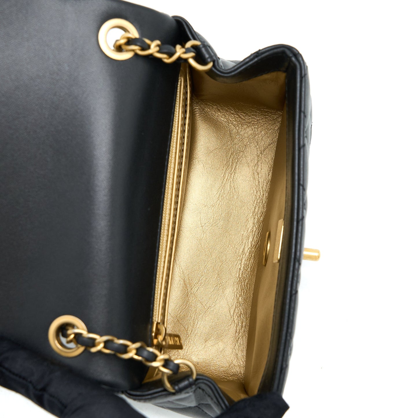 Chanel Pearl Crush Mini Square Flap Bag Lambskin Black Brushed  (Microchip)