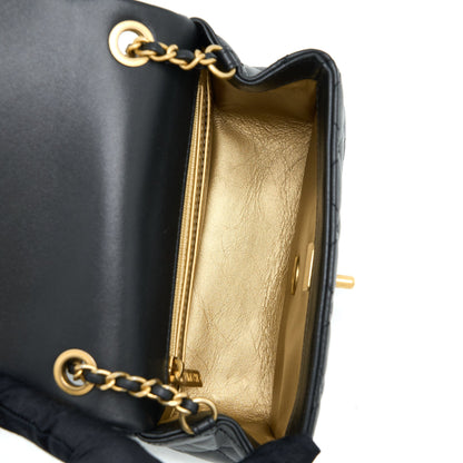 Chanel Pearl Crush Mini Square Flap Bag Lambskin Black Brushed  (Microchip)