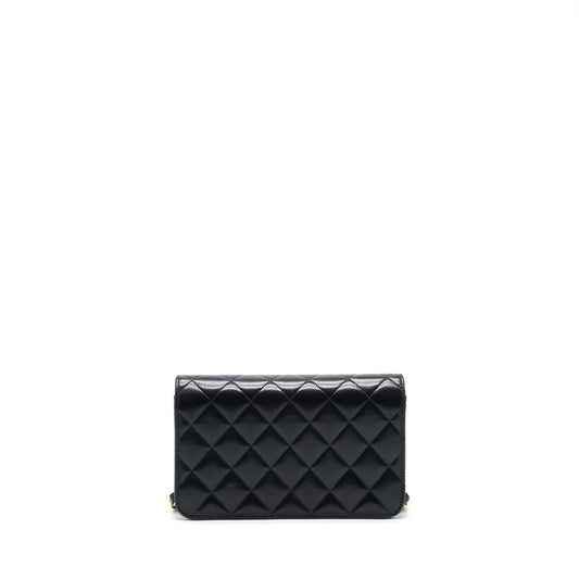 Chanel Vintage Quilted Mini Flap Bag With Chain Lambskin Black
