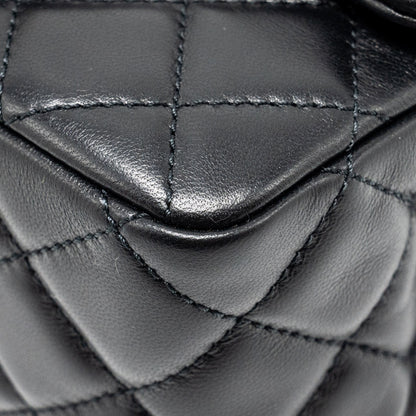 Chanel pearl crush mini square flap bag lambskin black  (microchip)