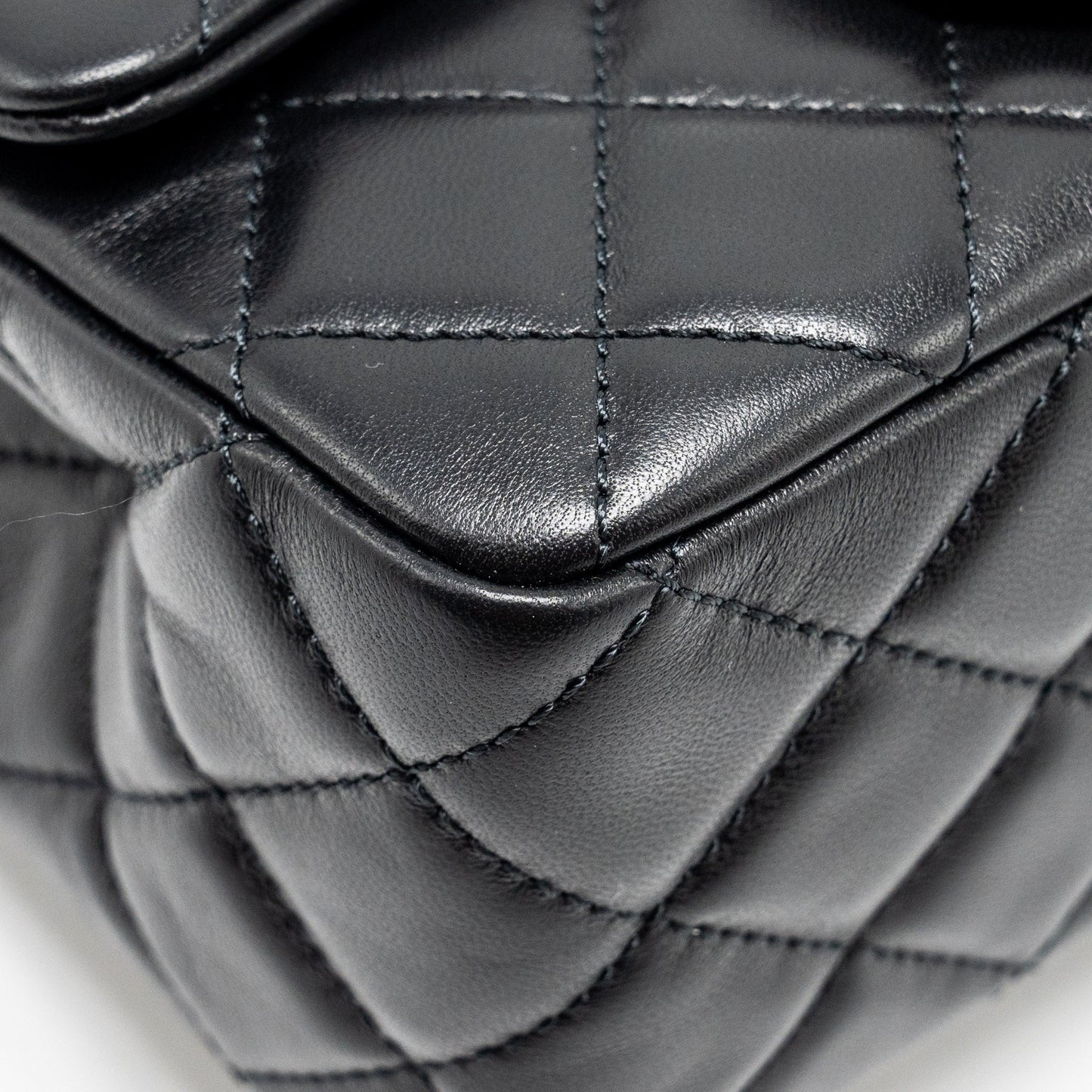 Chanel pearl crush mini square flap bag lambskin black  (microchip)