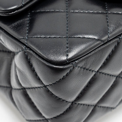 Chanel pearl crush mini square flap bag lambskin black  (microchip)