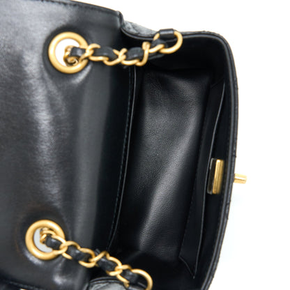 Chanel 22K Retro Classic New Mini Square Flap Bag Goatskin Black (Microchip)